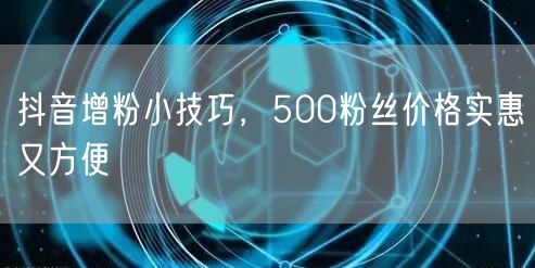 抖音增粉小技巧，500粉丝价格实惠又方便
