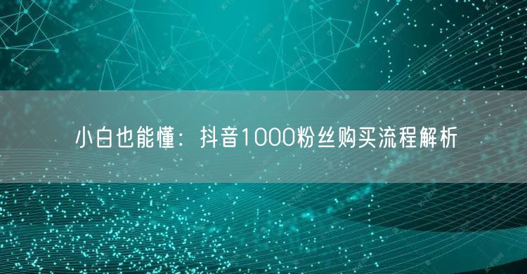 小白也能懂：抖音1000粉丝购买流程解析