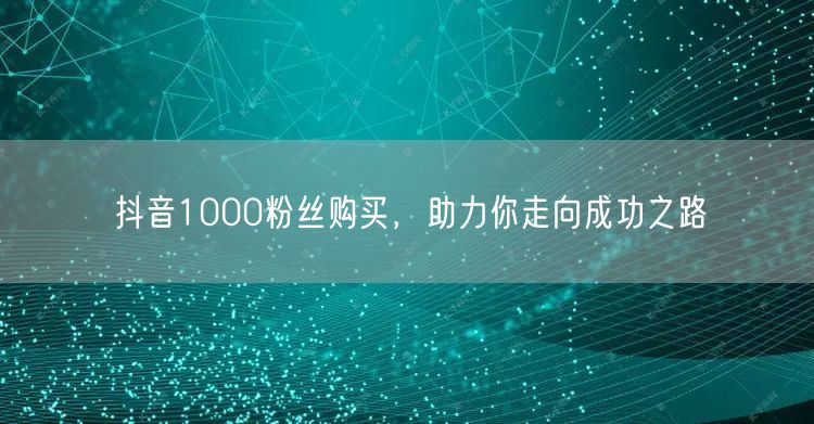 抖音1000粉丝购买，助力你走向成功之路