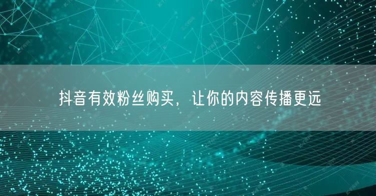抖音有效粉丝购买，让你的内容传播更远