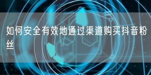 如何安全有效地通过渠道购买抖音粉丝