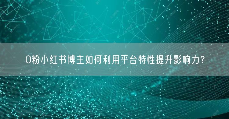 0粉小红书博主如何利用平台特性提升影响力？