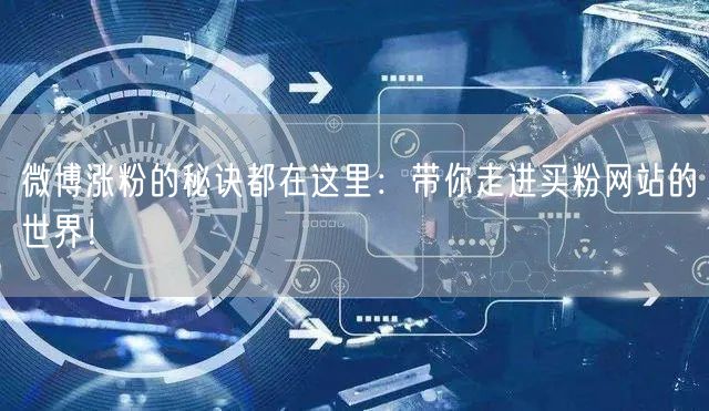 微博涨粉的秘诀都在这里：带你走进买粉网站的世界！