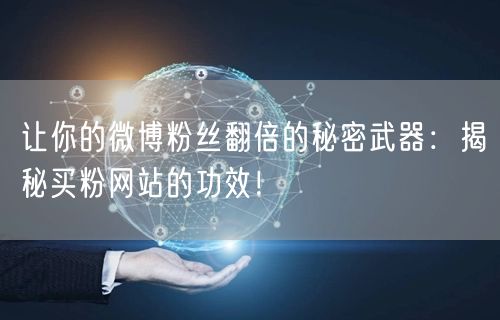 让你的微博粉丝翻倍的秘密武器：揭秘买粉网站的功效！