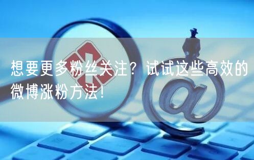 想要更多粉丝关注？试试这些高效的微博涨粉方法！