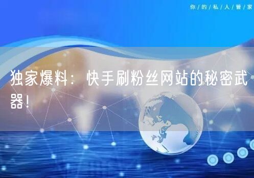 独家爆料：快手刷粉丝网站的秘密武器！