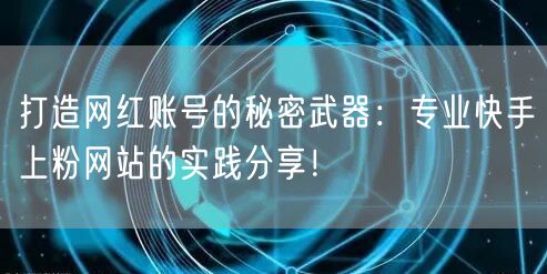 打造网红账号的秘密武器：专业快手上粉网站的实践分享！