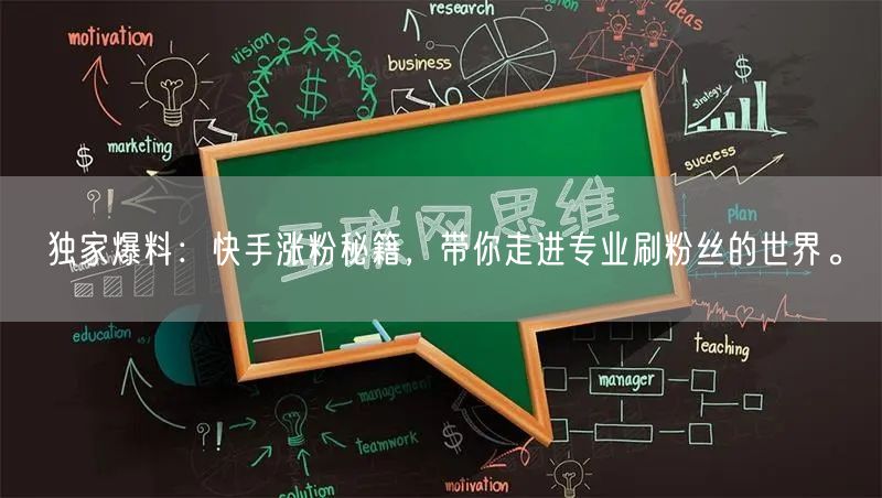 独家爆料：快手涨粉秘籍，带你走进专业刷粉丝的世界。