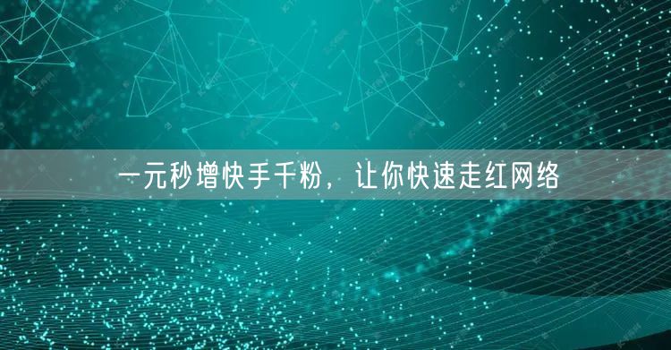 一元秒增快手千粉，让你快速走红网络