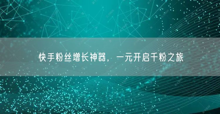 快手粉丝增长神器，一元开启千粉之旅