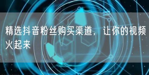 精选抖音粉丝购买渠道，让你的视频火起来