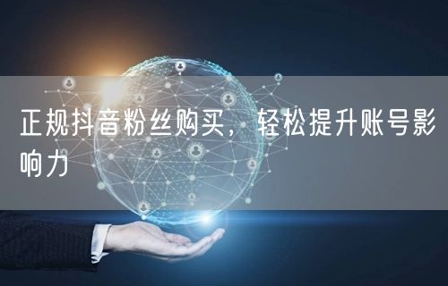 正规抖音粉丝购买，轻松提升账号影响力