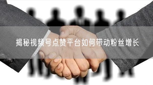 揭秘视频号点赞平台如何带动粉丝增长