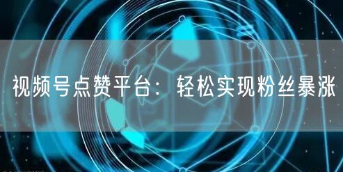 视频号点赞平台：轻松实现粉丝暴涨